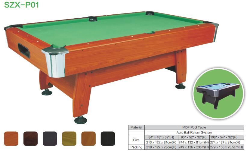 标准尺寸规格美式实木台球桌SZX-P01