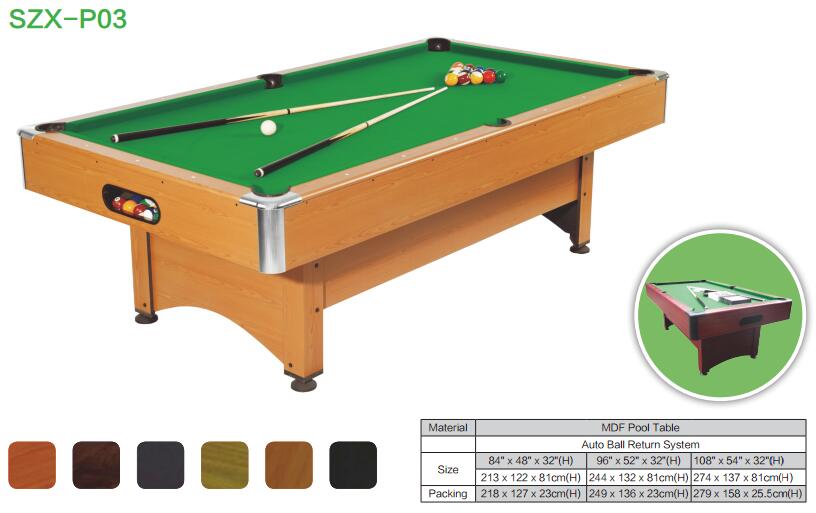 标准尺寸规格MDF中纤板台球桌SZX-P03